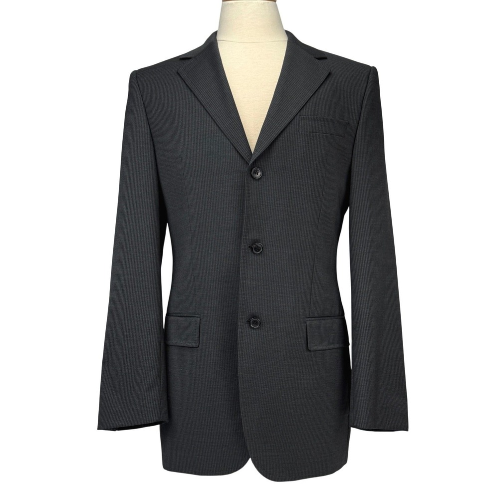 HUGO BOSS The Who Sharp Mens 100% Virgin Wool Charcoal Grey Stripe Blazer 40L
